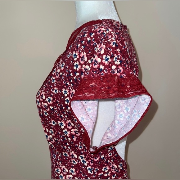 NWOT Free People sweet talker floral lace V neck ruched keyhole mini dress - Picture 7 of 14